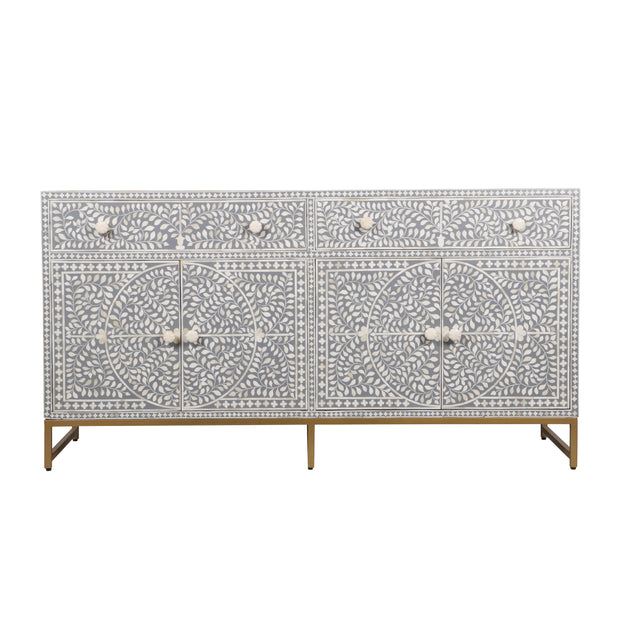 Bone Inlay Buffet - Light Grey Floral Scroll