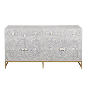 Bone Inlay Buffet - Light Grey Floral Scroll