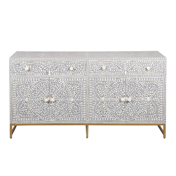 Bone Inlay Buffet - Light Grey Floral Scroll