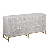 Bone Inlay Buffet - Light Grey Floral Scroll