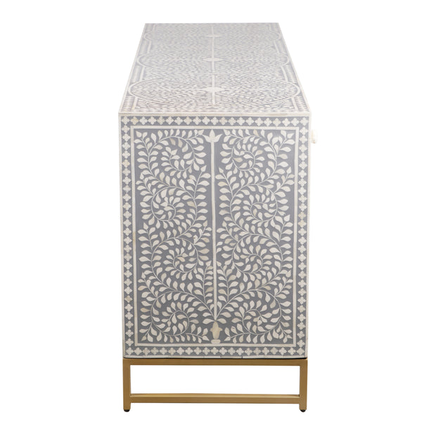 Bone Inlay Buffet - Light Grey Floral Scroll