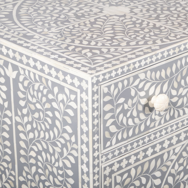 Bone Inlay Buffet - Light Grey Floral Scroll