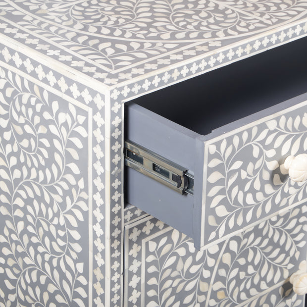 Bone Inlay Buffet - Light Grey Floral Scroll