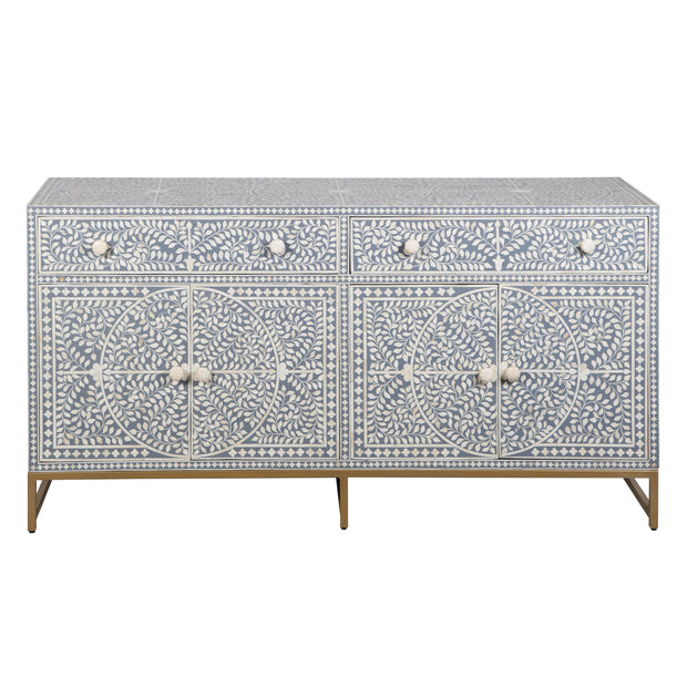 Bone Inlay Buffet - Dark Grey Floral Scroll