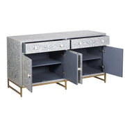 Bone Inlay Buffet - Dark Grey Floral Scroll