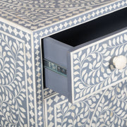 Bone Inlay Buffet - Dark Grey Floral Scroll