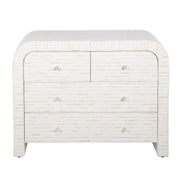 Bone Inlay 4 Drawer Chest of Drawers - Waterfall / Curved - White