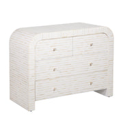 Bone Inlay 4 Drawer Chest of Drawers - Waterfall / Curved - White