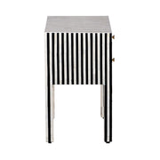 Bone Inlay Bedside Table with 2 Drawers - Black Stripe