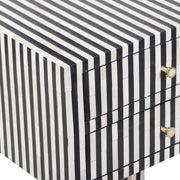 Bone Inlay Bedside Table with 2 Drawers - Black Stripe