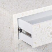 Bone Inlay Buffet Chest of Drawers - White Floral Scroll