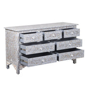 Mother of Pearl Inlay 7 Drawer Chest of Drawers - Grey Floral