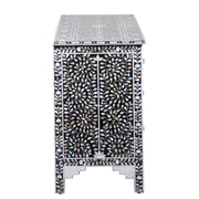 Mother of Pearl Inlay 7 Drawer Chest of Drawers - Black Floral