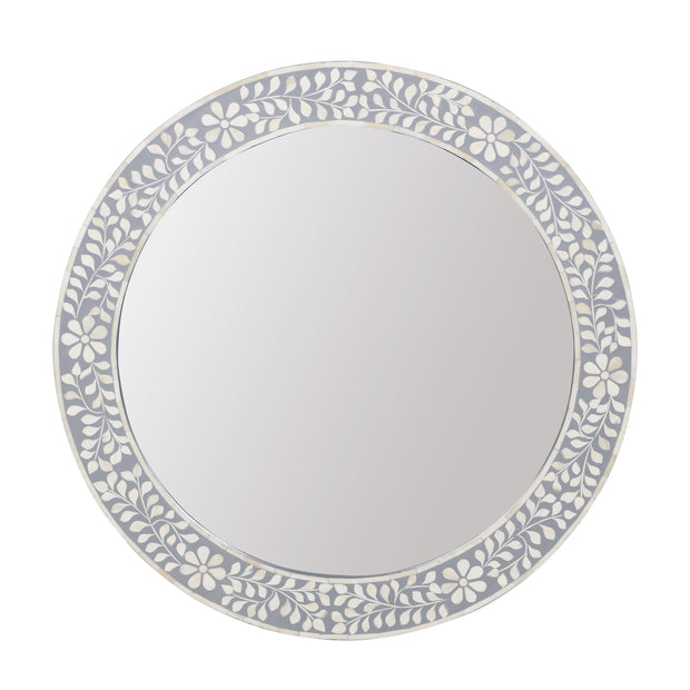 Bone Inlay Mirror - Grey Floral