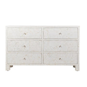 Bone Inlay Buffet 6 Drawer Chest of Drawers - White Geometric