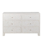 Bone Inlay Buffet 6 Drawer Chest of Drawers - White Geometric