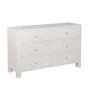 Bone Inlay Buffet 6 Drawer Chest of Drawers - White Geometric