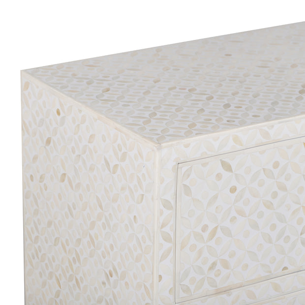 Bone Inlay Buffet 6 Drawer Chest of Drawers - White Geometric