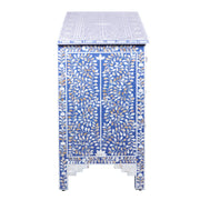 Mother of Pearl Inlay 7 Drawer Chest of Drawers - Indigo Blue Floral