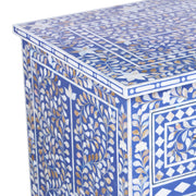 Mother of Pearl Inlay 7 Drawer Chest of Drawers - Indigo Blue Floral