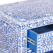 Mother of Pearl Inlay 7 Drawer Chest of Drawers - Indigo Blue Floral