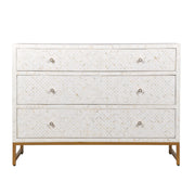 Bone Inlay 3 Drawer Chest of Drawers - White Geometric