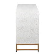 Bone Inlay 3 Drawer Chest of Drawers - White Geometric