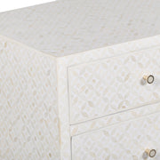 Bone Inlay 3 Drawer Chest of Drawers - White Geometric