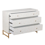 Bone Inlay 3 Drawer Chest of Drawers - White Geometric