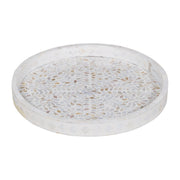 Round Mother of Pearl Inlay Tray - White Floral