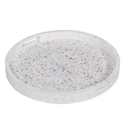 Round Mother of Pearl Inlay Tray - White Floral