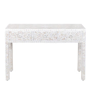 Mother of Pearl Inlay 3 Drawer Hall Table or Side Table - White Floral