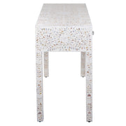 Mother of Pearl Inlay 3 Drawer Hall Table or Side Table - White Floral