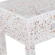 Mother of Pearl Inlay 3 Drawer Hall Table or Side Table - White Floral