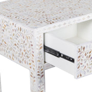 Mother of Pearl Inlay 3 Drawer Hall Table or Side Table - White Floral