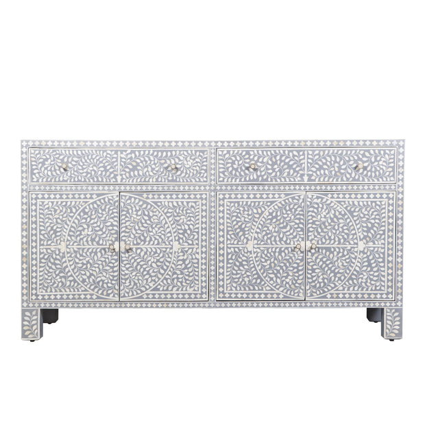 Bone Inlay Buffet Chest of Drawers - Grey Floral Scroll