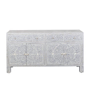 Bone Inlay Buffet Chest of Drawers - Grey Floral Scroll