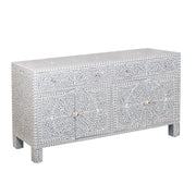 Bone Inlay Buffet Chest of Drawers - Grey Floral Scroll