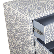 Bone Inlay Buffet Chest of Drawers - Grey Floral Scroll