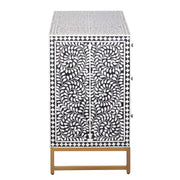 Bone Inlay 3 Drawer Chest of Drawers - Black Floral