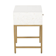 Bone Inlay 1 Drawer Bedside Table - White Geometric