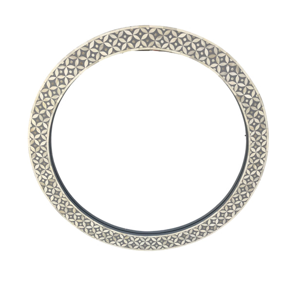 Bone Inlay Mirror - Grey Geometric