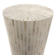 Bone Inlay Drum Side Table - White Stripe