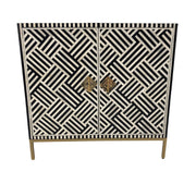 Bone Inlay Bar / Drinks Cabinet - Black Stripe (Small)