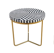 Bone Inlay Side Table - Black Lines - Abacus and Hunt Melbourne | Unique Furniture