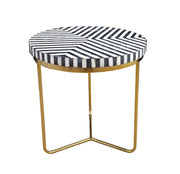 Bone Inlay Side Table - Black Lines - Abacus and Hunt Melbourne | Unique Furniture