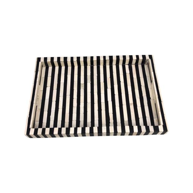 Bone Inlay Tray (Medium) - Black & White Stripe