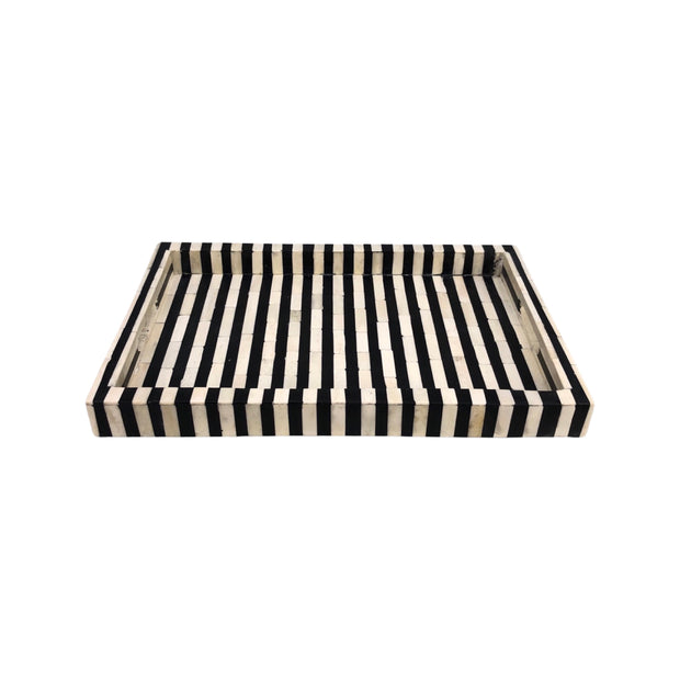 Bone Inlay Tray (Medium) - Black & White Stripe